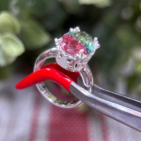 Watermelon Colored Stone Rin - Picture 6 of 9
